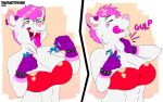 2022 absurd_res anthro bra bulge clothing dominant dominant_female extreme_size_difference fangs felid feline female group hi_res macro mammal micro sabertooth_(anatomy) size_difference smile teeth thaismotosuwa tongue tongue_out underwear vore