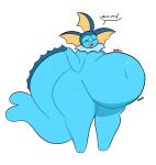 ambiguous_gender anthro belly belly_expansion belly_inflation big_belly blue_body curvy_figure digital_media_(artwork) eeveelution english_text expansion eyelashes eyes_closed fin generation_1_pokemon hi_res inflation navel nintendo nude open_mouth overweight pokemon pokemon_(species) simple_background smile solo swallowpancakes swelling tail text thick_tail thick_thighs vaporeon voluptuous voluptuous_anthro wide_hips