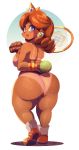  1girl ass ball breasts full_body huge_ass mario_(series) mario_tennis nintendo nude princess_daisy riendonut solo super_mario_bros. super_mario_land tan tanline tennis tennis_ball 