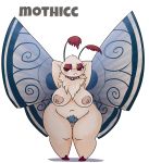  antennae anthro arthropod big_breasts blush breasts brown_eyes butt_from_front clitoris collar female fur iguanasarecool insect moth nipples non-mammal_breasts pubes pussy slightly_chubby solo thick_thighs white_fur wide_hips wings 