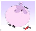  2023 absurd_res air_inflation air_puff artist_logo artist_name belly belly_expansion belly_inflation big_belly blush blush_lines creaking dated day-tripper-guy expansion fur hair hi_res hissing hose_in_butt huge_belly hyper hyper_belly hyper_inflation immobile inflation inflation_fetish joshua_(necroskol) lagomorph leporid logo looking_pleasured mammal motion_lines onomatopoeia purple_background purple_body purple_eyes purple_fur purple_hair rabbit red_blush simple_background sound_effects text twitter_handle 