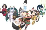  2boys 4girls :d abe_no_seimei_(onmyoji) ahoge animal_ears bead_necklace beads bell black_bow black_footwear black_hair black_hat black_kimono blue_eyes bow breasts bright_pupils brown_hair cat_ears cat_girl cat_tail character_request cleavage closed_mouth coin colored_skin commentary_request dandelion detached_sleeves ears_through_headwear facial_mark fire flower full_body geta green_eyes green_fire green_hair green_sash grey_hair grin hair_bell hair_bow hair_ornament hat high_ponytail holding holding_mallet holed_coin horns hotarugusa_(onmyoji) japanese_clothes jewelry jingasa jingle_bell kimono kyuumei_neko_(onmyoji) large_breasts leaf_hair_ornament lets0020 long_hair looking_at_viewer mallet multiple_boys multiple_girls multiple_tails nail necklace obi onmyoji open_mouth orange_eyes ponytail purple_skin red_eyes red_kimono ribbon-trimmed_sleeves ribbon_trim sandals sash simple_background single_horn skin-covered_horns sleeveless sleeveless_kimono slit_pupils smile socks standing straw_doll tabi tail tate_eboshi tengu-geta toeless_footwear twintails two_tails ushi_no_toki_(onmyoji) v-shaped_eyebrows very_long_hair whisker_markings white_background white_bow white_kimono white_pupils white_sleeves white_socks wide_sleeves zashiki_warashi_(onmyoji) zouri 