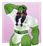  abs absurd_res blizzard_entertainment bulge clothing fangs green_body green_skin hi_res humanoid humanoid_pointy_ears leelikessmut male muscular muscular_humanoid muscular_male orc pecs solo teeth thrall thrall_(warcraft) underwear warcraft wet wet_clothing 