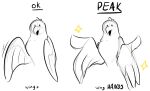  ambiguous_gender ambiguous_species anthro avian beak bird comparison english_text feather_hands feathers hi_res julian_draws open_mouth simple_background sketchy solo sparkles text white_background winged_arms wings 