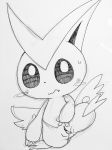  2017 black_and_white blush female feral hi_res legendary_pok&eacute;mon looking_at_viewer monochrome nintendo pok&eacute;mon pok&eacute;mon_(species) pussy pussy_juice simple_background sketch solo spread_pussy spreading sweat tatwuyan victini video_games white_background 