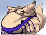  2023 anthro arms_out asian_clothing barefoot belly belly_overhang big_belly big_tail brown_body brown_hair canid canine canis clothed clothing comerboy75 east_asian_clothing facial_hair feet hair hi_res huge_belly huge_moobs huge_thighs japanese_clothing jewelry male mammal mawashi moobs morbidly_obese morbidly_obese_anthro morbidly_obese_male navel necklace nipple_piercing nipples obese obese_anthro obese_male overweight overweight_anthro overweight_male piercing pose simple_background solo sumo sumo_wrestler tail tattoo thick_thighs topless wolf zacharoff 