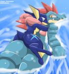  2015 duo eyes_closed feraligatr greninja nintendo open_mouth pok&eacute;mon pok&eacute;mon_(species) sweat type video_games 