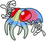  2017 alternate_species blue_body bugdex compound_eyes digital_drawing_(artwork) digital_media_(artwork) fak&eacute;mon feral fin front_view full-length_portrait gastropod marine multicolored_body nintendo pok&eacute;mon pok&eacute;mon_(species) portrait red_body red_eyes ricky_hoffman sea_butterfly simple_background solo spikes suspended_in_midair tentacles tentacruel toony translucent translucent_body video_games white_background yellow_body 