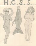 absurd_res anthro areola big_breasts breasts butt elf female graphite_(artwork) group hair hi_res holding_breast humanoid ka_sarra lobar lying mammal mask monochrome murid murine nipples nude on_back on_front on_side porcupine rat rodent simple_background tail traditional_media_(artwork) trio