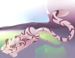  2018 5_fingers anthro detailed_background digital_media_(artwork) feline fur grass mammal phation red_eyes solo striped_fur stripes tiger 