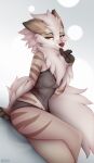  anthro bite breasts canid canine canis clothing female finger_bite finger_in_mouth hi_res lingerie looking_at_viewer mammal navel orange_eyes panties smeeo solo translucent translucent_clothing underwear wolf 
