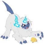  absol blue_fire claws colored_fire crouching feral fire generation_3_pokemon generation_5_pokemon ghost_type_absol ghostly_flame happy hi_res invalid_tag joltik moria moria_the_absol nintendo paws pokemon pokemon_(species) quadraped scythe_horn scythe_tail tail 
