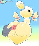  2024 anus big_butt blush butt disembodied_hand duo english_text genitals hand_on_butt hi_res logo looking_back luvbi male mario_bros nimbi nintendo not_furry paper_mario pussy slem spread_anus spreading text twitter_handle wings yellow_body 