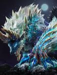  absurdres chin_spike claws electricity glowing highres horns kurotokusa monster monster_hunter_(series) monster_hunter_portable_3rd no_humans red_eyes sharp_teeth spikes teeth wolf zinogre 