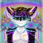  absurd_res anthro clothed clothing digital_media_(artwork) eyewear felid front_view glasses green_eyes hair hi_res inner_ear_fluff looking_at_viewer male mammal portrait shaded short_hair smile solo standing teeth topless tuft zmyshok 