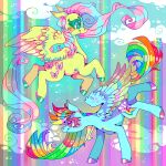 1:1 2019 blue_body blue_fur cloud colorful_theme cutie_mark duo equid equine eyelashes feathered_wings feathers female female_feral feral fluttershy_(mlp) flying friendship_is_magic fur hair hasbro hooves icon iridescent long_hair low_res mammal multicolored_hair multicolored_tail my_little_pony mythological_creature mythological_equine mythology outside pegasus pink_eyes pink_hair quadruped rainbow rainbow_dash_(mlp) rainbow_hair rainbow_tail sky sparklefur sparkles sparkling_eyes suippupupu superflat tail teal_eyes wings yellow_body yellow_fur