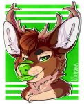  antlers atticus_(character) cervine green_eyes green_nose green_tongue hair horn invalid_tag mammal sparksreactor tongue 