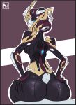  big_butt butt female hand_on_butt hot_dogging humanoid khora_(warframe) looking_back penis pitsofchaos video_games warframe 