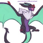  2018 ambiguous_gender big_ears claws electrikestorm feral forked_tongue fur hi_res mane membranous_wings nintendo noivern open_mouth pok&eacute;mon pok&eacute;mon_(species) simple_background solo tongue video_games white_background wings yellow_eyes 