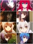  before_after blue_eyes blue_hair brown_eyes commentary_request grey_hair high_school_dxd high_school_dxd_born high_school_dxd_hero himejima_akeno long_hair multicolored_hair multiple_girls purple_eyes red_hair rias_gremory screencap shiny shiny_hair short_hair third-party_edit toujou_koneko xenovia_(high_school_dxd) 