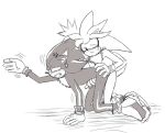  2010 clothing footwear gloves handjob kyoshinhei male male/male monochrome sex shadow_the_hedgehog shoes silver_the_hedgehog sonic_(series) 