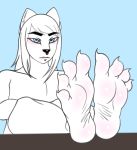  ambiguous_gender canine feet foot_fetish foot_focus fur girly hair ifuritto male mammal solo white_fur white_hair wolf 