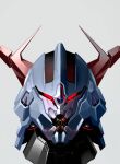  commentary_request grey_background gundam head_only highres looking_at_viewer mecha mecha_focus mobile_suit_gundam mosiaz328 no_humans red_eyes redesign robot science_fiction simple_background solo zeong 