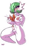  anus balls big_breasts blush breasts dickgirl gardevoir hair hair_over_eye holding_breast intersex lactating mega_evolution mega_gardevoir milk neayix nintendo pok&eacute;mon pok&eacute;mon_(species) precum simple_background solo video_games white_background 