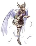  armor belt blonde_hair blue_eyes boots breastplate closed_mouth dress feathered_wings feathers flower full_body helmet holding lips long_hair looking_at_viewer official_art quill short_dress shoulder_armor shoulder_pads silmeria_valkyrie simple_background solo standing thigh_boots thighhighs valkyrie_profile valkyrie_profile_2 valkyrie_profile_anatomia white_background wings yoshinari_kou zettai_ryouiki 