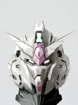  commentary_request glowing glowing_eyes green_eyes grey_background gundam head_only highres looking_at_viewer mecha mecha_focus mobile_suit mobile_suit_gundam mosiaz328 no_humans portrait redesign robot rx-78-2 science_fiction simple_background solo v-fin 