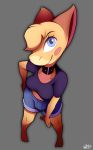  anthro bat blue_eyes breasts bulge clothed clothing collar dickgirl digital_media_(artwork) dusk_(tabuley) eyelashes fully_clothed grey_background hair high-angle_view intersex jeans looking_at_viewer mammal pants shirt shorts signature simple_background smile solo standing wildblur 