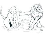 couple_(disambiguation) feline female lion male male/female mammal nude rick_griffin skinny_dip splash water 