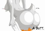  2015 anthro avian big_butt bird breasts butt duck ducktits english_text feathers female nipples simple_background solo standing tail_feathers text white_background white_feathers 