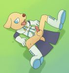  2018 ai_(tetris) anthro anus argon_vile balls blue_eyes boots bottomless canine chihuahua clothed clothing digital_media_(artwork) dog erection footwear gloves jacket knot looking_at_viewer lying male mammal on_back open_mouth penis precum presenting puyo_puyo puyo_puyo_tetris solo spread_legs spreading tapering_penis tongue 