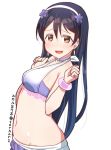  bangs bikini blue_hair blush bracelet commentary_request earrings hair_between_eyes jewelry long_hair looking_at_viewer love_live! love_live!_school_idol_project natsuiro_egao_de_1_2_jump! open_mouth simple_background skull573 solo sonoda_umi swimsuit upper_body white_background yellow_eyes 