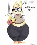  :&gt; anthro bulge canine cheek_tuft clothed clothing dialogue dog elchilenito english_text eyewear front_view fully_clothed glasses jeans male mammal marker mr.polywoo pants shirt simple_background solo standing text tuft watch white_background wide_hips 