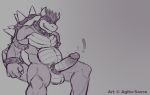  ! agito-savra anthro balls bowser cock_ring grey_background greyscale humanoid_penis koopa male mario_bros monochrome muscular nintendo nude penis scalie simple_background thick_penis video_games 