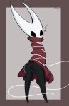  afrobull ambiguous_gender anus black_skin blush bound brown_border grey_background hollow_knight hollow_knight_(species) hornet_(hollow_knight) simple_background solo 