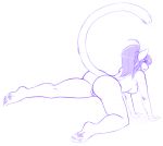  2018 anthro breasts butt cat feline female mammal monochrome pussy simple_background sketch solo white_background yoga zkelle 