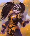  anthro armor blizzard_entertainment blue_eyes clothing female lowly-owly mammal pandaren pigtails shoulder_plate solo standing ursid video_games warcraft 