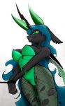  2017 anthro anthrofied bound breasts bunny_costume changeling cleavage clothed clothing color_edit colored costume ear_piercing edit equine fake_ears fake_rabbit_ears fangs female fishnet fishnet_legwear floppy_ears friendship_is_magic green_eyes grin hair hands_tied hole_(anatomy) horn insect_wings legwear leotard long_hair low-angle_view mammal my_little_pony piercing portrait queen_chrysalis_(mlp) rope simple_background slit_pupils smile solo submissive submissive_female teal_hair teeth three-quarter_portrait underpable white_background wings 