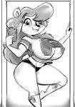  big_breasts breasts cellphone clothed clothing eyelashes female greyscale guide_lines hair holding_object huge_breasts joelasko julie_bruin legwear long_hair looking_at_viewer monochrome nipple_bulge phone selfie shirt side_view smile solo standing stockings thick_thighs tiny_toon_adventures warner_brothers 