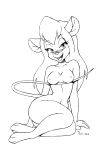  2011 absurd_res anthro bangs bedroom_eyes blush breasts buckteeth butt chip_&#039;n_dale_rescue_rangers disney eyelashes female gadget_hackwrench half-closed_eyes hi_res line_art mammal monochrome mouse navel nipples nude open_mouth open_smile paws pinup pose rodent seductive shoxxe small_waist smile solo teeth 
