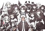  6+girls :&lt; :d agent_(girls_frontline) alchemist_(girls_frontline) architect_(girls_frontline) bangs black_hair blunt_bangs breasts destroyer_(girls_frontline) double_bun dreamer_(girls_frontline) dress drone elisa_(girls_frontline) executioner_(girls_frontline) eyepatch gager_(girls_frontline) girls_frontline hair_ornament hunter_(girls_frontline) intruder_(girls_frontline) judge_(girls_frontline) kokukyukeo long_hair looking_at_viewer maid_dress maid_headdress medium_breasts multiple_girls open_mouth ouroboros_(girls_frontline) partially_colored purple_eyes red_eyes sangvis_ferri scarecrow_(girls_frontline) short_hair side_ponytail small_breasts smile twintails weapon white_hair yellow_eyes 