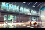  basketball basketball_court basketball_hoop day door fujita_(fujita951753) indoors letterboxed no_humans original railing scenery window 