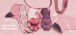 4_toes ambiguous_gender ambiguous_species anthro black_clothing black_footwear black_socks clothing digitigrade feet foot_focus footwear grey_clothing grey_footwear grey_shoes kneeling miii_cho pawpads paws pink_clothing pink_footwear pink_pawpads pink_shoes rear_view shaded shoes shoes_removed socks solo text toes