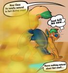 absurd_res all_fours anthro balls_outline bottomwear bulge butt canid canine canis casey_(dmb) clothing detailed_bulge dialogue embarrassed english_text fart fart_cloud fart_fetish gassy genital_outline hi_res hybrid male mammal mephitid pants raised_tail skunk skunkbutts smelly solo speech_bubble tail text thought_bubble wolf yoga yoga_accident yoga_pants