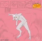 2024 alarmed anthro antlers balls booby_trap clothing comic countingsheepdogs deer digital_drawing_(artwork) digital_media_(artwork) digitigrade erection fur genitals hair hi_res hooves horn hypnosis hypnotic_gas hypnovember leaning_against_wall looking_down male mammal masturbation mind_control mostly_nude nude penis ringed_eyes scarf scarf_only signature smile smoke solo standing tail vent