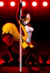  2018 anthro black_hair breasts canine digital_media_(artwork) dipstick_tail female fluffy fluffy_tail fox fur hair mammal midriff multicolored_tail navel nipples smile solo_focus tales_foxdale 