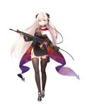  :o bangs battle_rifle black_dress blonde_hair blush breasts brown_footwear brown_legwear cape commentary_request dress eyebrows_visible_through_hair full_body g3_(girls_frontline) girls_frontline gloves gun h&amp;k_g3 hair_between_eyes head_tilt headset highres holding holding_gun holding_weapon iron_cross long_hair long_sleeves looking_at_viewer medium_breasts mod3_(girls_frontline) official_art parted_lips partly_fingerless_gloves philomelalilium purple_eyes red_gloves rifle shoes simple_background skindentation solo standing striped thighhighs vertical_stripes very_long_hair weapon white_background white_cape 